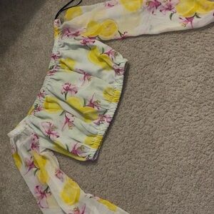 Forever 21 Lemon Floral Off-Shoulder Blouse